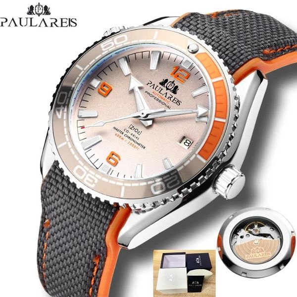 Relojes de pulsera PAGANI DESIGN PAULAREIS P Relojes mecánicos de lujo para hombre Reloj de pulsera luminoso resistente al agua Bisel giratorio Hippocampus Cloc