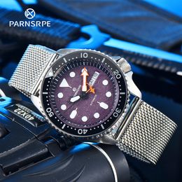 Horloges PARNSRPE SK007-serie herenhorloge NH36Amovement superheldere lichtgevende textuur wijzerplaat dagkalender duiker automatisch mechanisch 230802