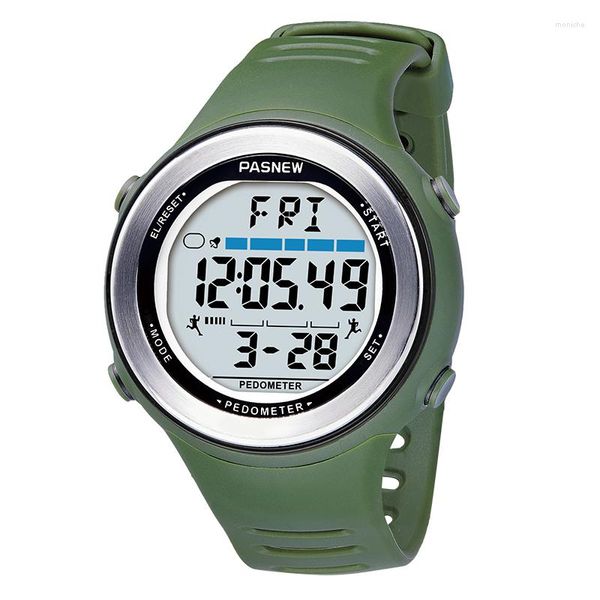 Relojes de pulsera Pas, reloj verde a la moda para hombre, relojes digitales Led, banda de silicona deportiva resistente al agua, reloj electrónico Masculino 2022