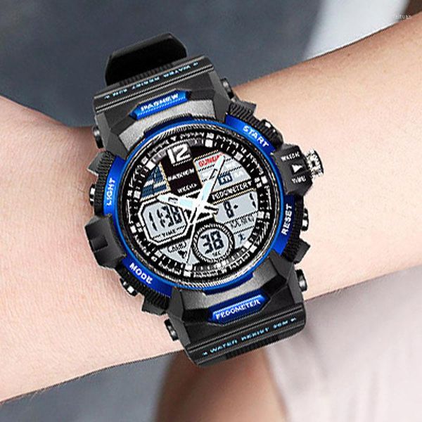 Relojes de pulsera PAS Top Brand Watch Men Sports Watches Dual Display Digital Analog Quartz 50m Waterproof Swim Reloj Hombre