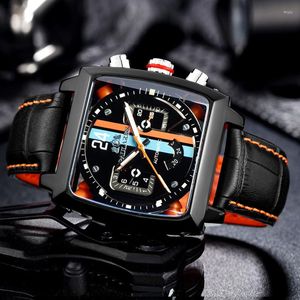 Montres-bracelets PAULAREIS Sport Casual Alliage Hommes Montres Lumineux Automatique Mécanique Horloge Noir Carré Homme Montre-Bracelet Reloj Hombre