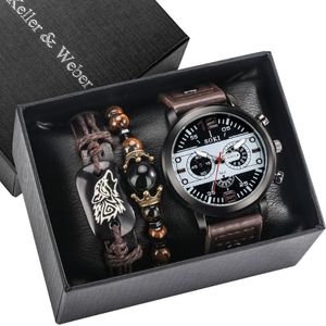 Montres-bracelets PCS hommes montre coffret cadeau affaires Quartz Sport Steampunk montre-Bracelet Bracelet en cuir Relogio Masculino montres-bracelets