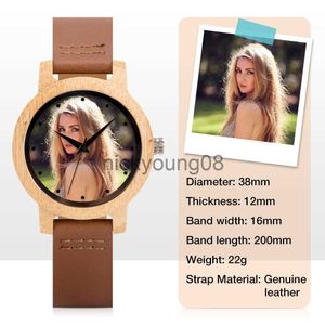 Relojes de pulsera con foto personalizada para hombres y mujeres, pulsera de madera única, regalo grabado personalizado para pareja, novio, Navidad 2022 0703