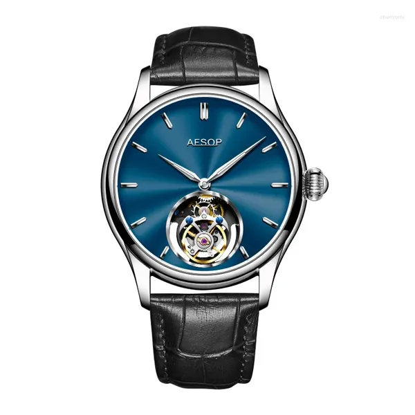 Montres-bracelets Personnalisé Tough Guy Montre Manuel Mécanique Creux Saphir Miroir Tourbillon Writwatch Luxe Business Hommes Horloge