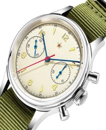Montre-bracelets Pilot Seagull Movement 1963 Chronograph Mens Watch Sapphire Quartz 40 mm Montres de poignet masculin pour hommes imperméables Montre 3100284