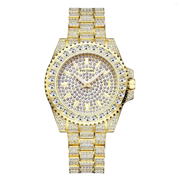 Mujeres de pulsera Relojes para hombres Pintimos Correa de acero inoxidable Quartz Wutwatch impermeable 30m Out estuche de diamantes luminoso relaj de lujo hombre