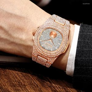 Horloges PINTIME Heren Polshorloge Klok Man Zegarek Meski Mon Quartz Heren Luxe Full Diamond Hip Hop Rose Gold Sliver Horloges