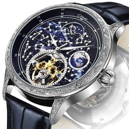 Horloges Planet Tourbillon Mechanisch Horloge Voor Mannen Luxe Roestvrij Staal Automatische Horloges Man Business Casual Waterdicht Ma212C
