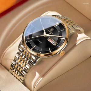 Horloges POEDAGAR Business Quartz Mannen Luxe Rvs Wtaerproof Week Datum Horloge Voor Man Merk Top Lichtgevende Klok