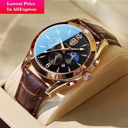 Wristwatches POEDAGAR Fashion Men's Watch Leather Top Brand Luxury Waterproof Sports Mens Wristwatch Quartz Relogio Masculino Casual 221011