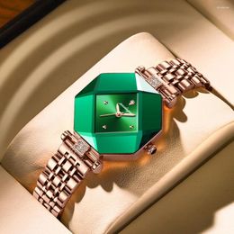 Horloges POEDAGAR Horloge voor Dames Luxe Groene Diamant Waterdicht Roestvrij Vlek Mode Quartz Horloges Vriendin Gif Relaxo Femino