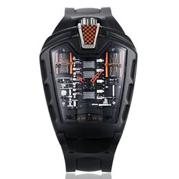 Horloges Giftige sportwagen Concept Racing Mechanische stijl Zescilinder motorcompartiment Creatief horloge Heren Trend F330S