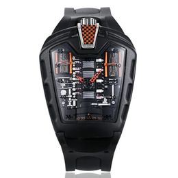 Horloges Giftige sportwagen Concept Racing Mechanische stijl Zescilinder motorcompartiment Creatief horloge Heren Trend F329T