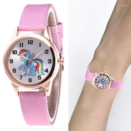 Horloges Pony Horloge 11 Kleuren Luxe Lederen Band Leven Waterdicht Quartz Meisje Student Gift Klok Voor Dames Verjaardagsfeestje