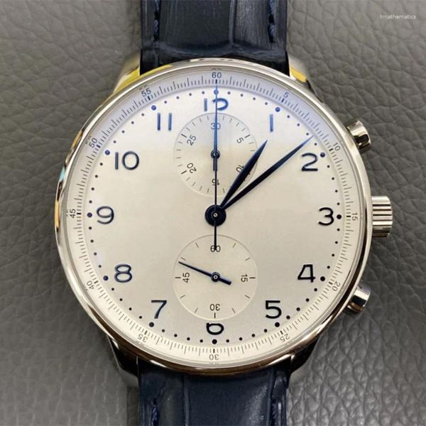 Montre-bracelets Portugal 7750 Chronograph Luxury Men's Watch Sapphire Mirror étanche poignet 904L Clock Reloj Hombre