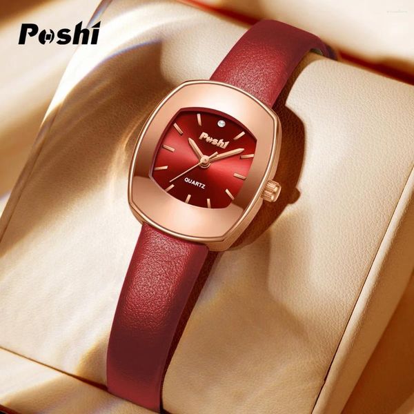 Wallwatches Poshi Reloj de cuarzo original para mujeres Fashion Casual Ladies Wallwatch Store de cuero Relojes de mujer Relog para Mujer