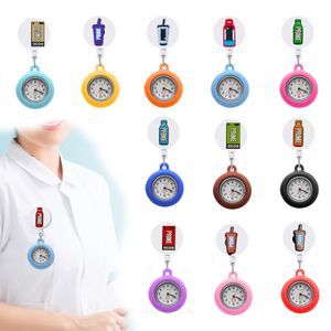 Polshorloges Prime Bottle Clip Pocket -horloges op Watch Medical Hang Clock Gift Nurse Badge Accessoires Patroon Design Drop levering Otyve