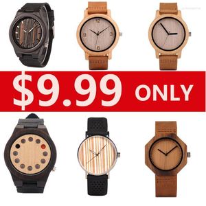 Relojes de pulsera Promoción Reloj de madera BOBO BIRD Hombres Damas Precio de venta de liquidación Correa de cuero Cuarzo Aceptar Dropship 24h Enviado