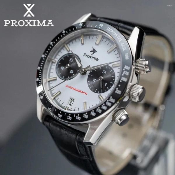 Montre-bracelets Proxima Design Panda Panda Men's Men's 4 mm Quartz Watch Céramic Business Business Watches Watches Men Chronograph Vk64 Reloj Hombre