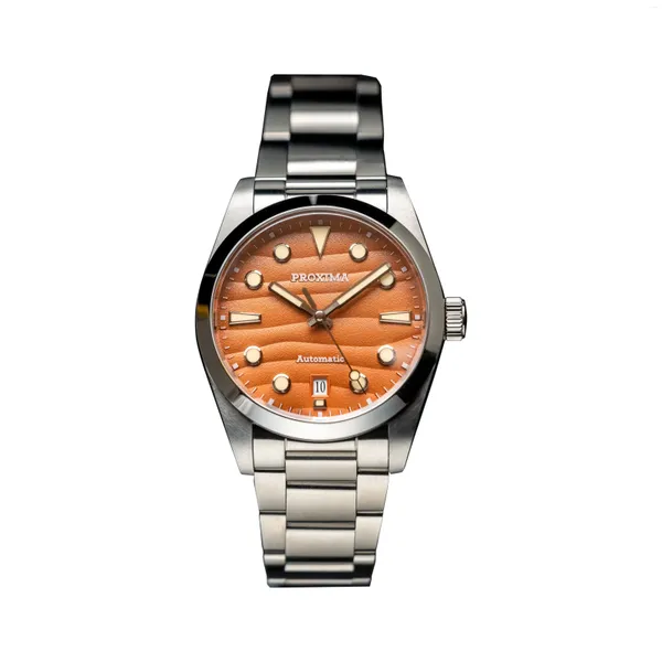 Mujeres de pulsera Proxima Men Reloj automático de 37 mm Mecánico de lujo Mecha de pulsera 200m Impermeable de zafiro luminoso PT5000 SW200 Textura del desierto