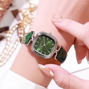 Montres-bracelets PU ceinture vert petit carré montre pour femme luxe 2023 OGDA étanche polyvalent fille étudiant horloge fête cadeau