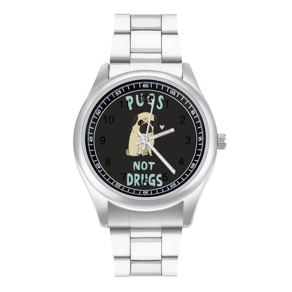 Relojes de pulsera Pug Reloj de cuarzo Diseño Pulsera elegante Reloj de pulsera inoxidable de alta clase para mujer