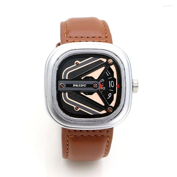 Montre-bracelets Punk Style Square Turntable Unisexual Watch Fashionable Men's Fashion Volyle Trewartz Quartz Corloge électronique adolescente