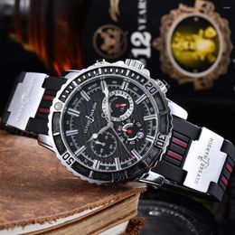 Montre-bracelets Quartz Watch Men Fashion Black Ulysse Quality Luxury TROIS TROIS MAIN MAIN STRAP MENSE MENSE ROGIO 711