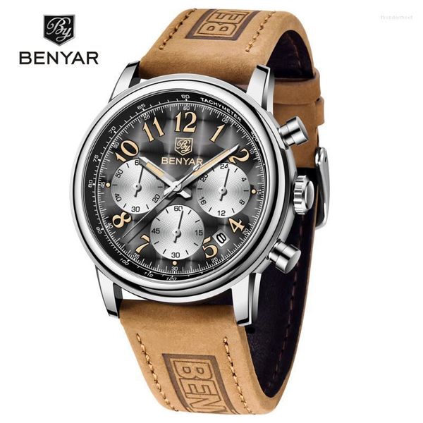 Montres-bracelets Montre À Quartz Hommes Militaire Chronographe BENYAR Hommes Montres Reloj Hombre Lumineux Étanche Sport Mâle 2023 Montres Thun22