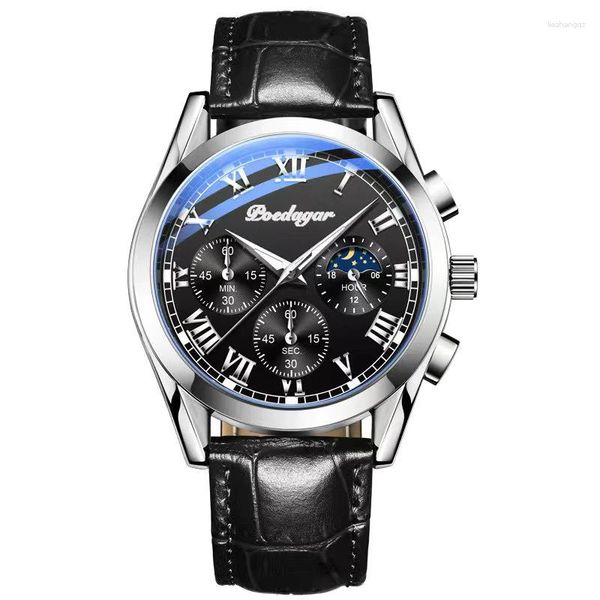 Wallwatches Cuarzo Relojes Menores de acero Hombres Implosionamiento de aguas Luminoso Calendario Movimiento estudiantil Fashion Luxury Trend Business Watch