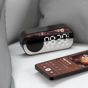 Polshorloges stille draadloze bluetooth luidspreker led spiegel digitale wekker radio fm grote display batterij slaapkamer woonkamer kantoor