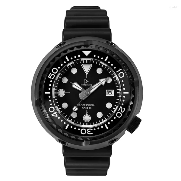 Relojes de pulsera RDUNAE / RETANGULA Exterior Diámetro mayor Moda Buceo Zafiro Luminoso Reloj mecánico para hombres 6105 7010