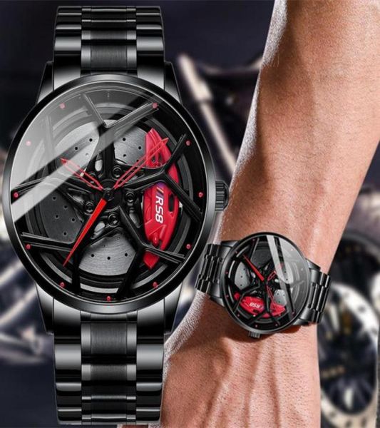 Montre-bracelets Real 3D Sport Car Wheel Rim Watch Watch Fashion Unique Custom Wristwatch Men Imperproofr RS8 Quartz Relogio Masculinowristwa747776