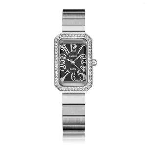 Montres-bracelets Rectangle Montre Femmes Quartz Montre-Bracelet Minimaliste Cadran Marque Horloge Mode Diamant Strass Carré Classique Rétro Reloj