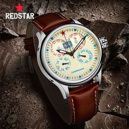 Montres-bracelets Red Star automatique mécanique chronographe hommes montres 1963 pilote montre super lumineux étanche montre-bracelet mâle horloge 231110