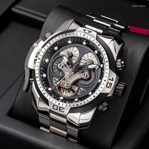 Horloges Reef Tiger/RT Designer Sport Herenhorloge Met Eeuwigdurende Kalender Datum Dag Ingewikkelde Blauwe Wijzerplaat Mechanische Armband RGA3503