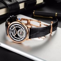 Montres-bracelets Reef Tiger/RT pour hommes montre homme d'affaires véritable Tourbillon automatique montre-bracelet mécanique saphir cristal horloge