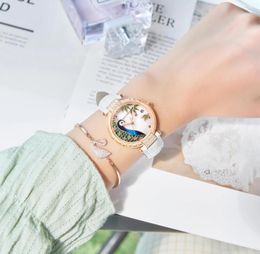 Montres-bracelets Reef Tiger/RT luxe or Rose femmes montre automatique bracelet en cuir véritable montres verre saphir étanche