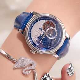 Montres-bracelets Reef Tiger / RT Top Montres Mode Tourbillon Montre Homme Bleu Mécanique Horloge Reloj RGA1739
