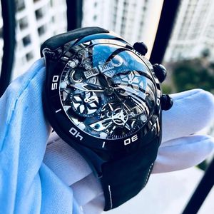 Polshorloges rif tijger/rt tourbillon mechanisch 100m waterdichte mannen kijken skelet wijzerplaat luxe automatische horloges echt leer