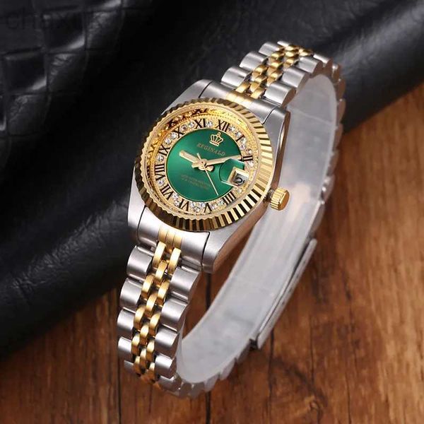 Muñecos de pulsera Reginald Watch Fashion Fashion Green Diamond Watches for Women Sea inoxid de acero Auto Cadro Damas Dames Horloge D240417