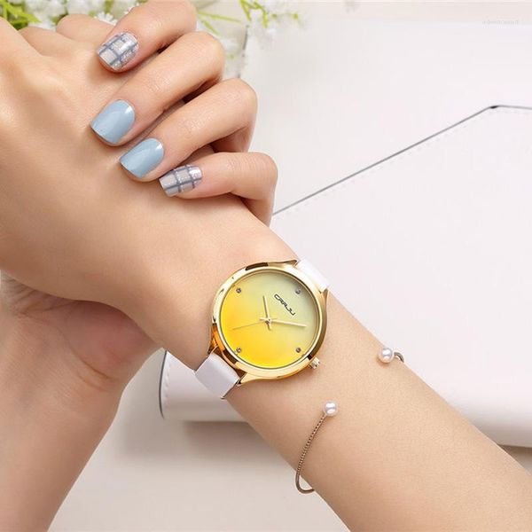 Relojes de pulsera Relogio Feminino CRRJU Gold Women Watch Moda de lujo Negocio Mujer Top Marca Impermeable Hermoso