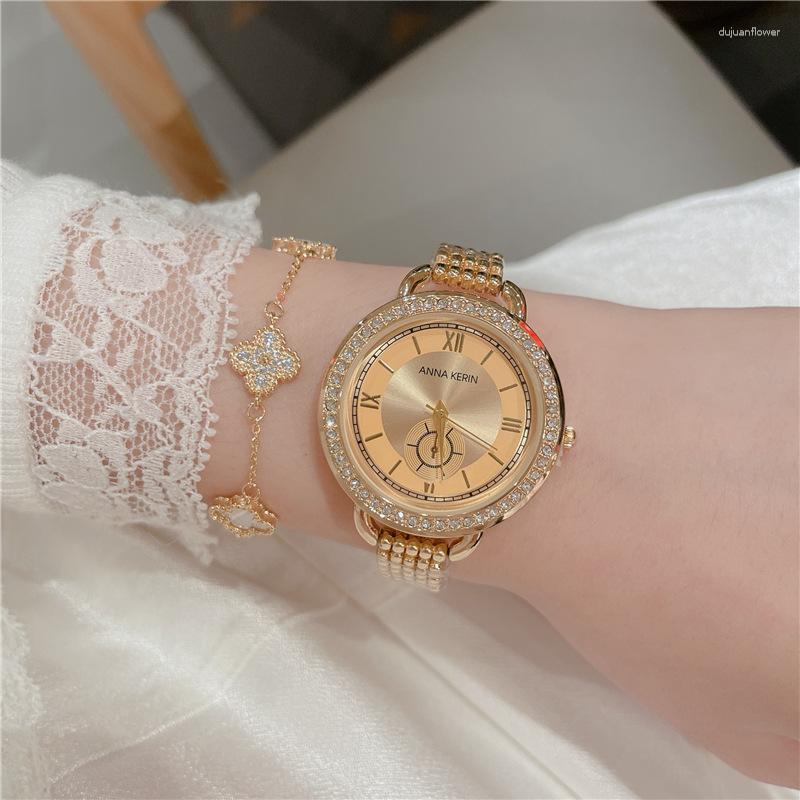 Wristwatches Relogio Feminino Crystal Diamond Watch Luxury Silver Women's Fashion All Steel Clock Saat 2023
