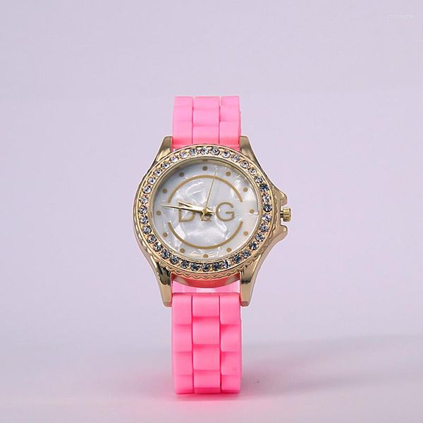 Relojes de pulsera Relogio Feminino de lujo DQG para mujer, relojes de marca para mujer, reloj de pulsera de cuarzo de Gel de sílice, relojes de moda con diamantes para mujer