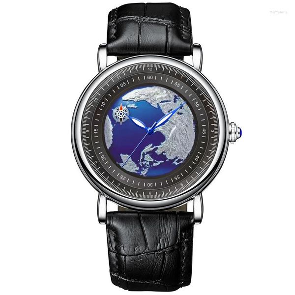Montres-bracelets Relogio Masculino 2023 KIMSDUN montre hommes Design créatif terre montres mode décontracté bracelet en cuir Quartz