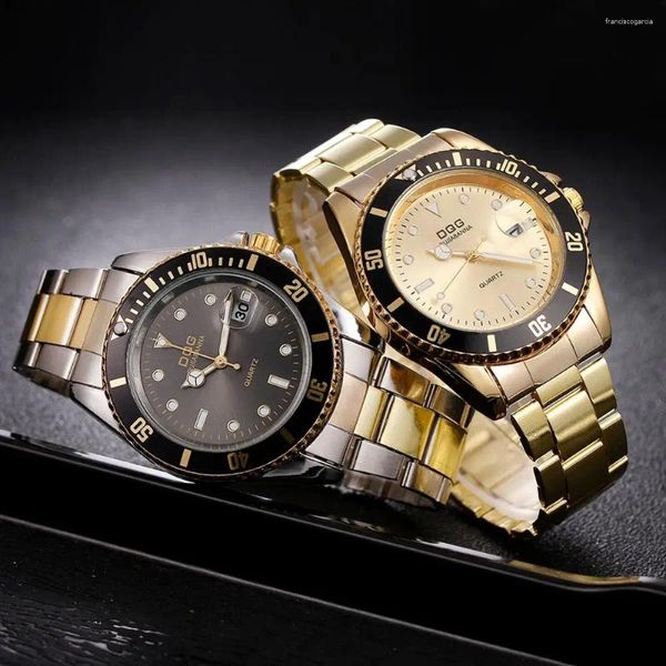 Montre-bracelets Relogio Masculino 2024 Mens Luxury Gold Imperméable Match Male Fashion Casual Calendar Calendrier Quartz Wrist Watch Sports