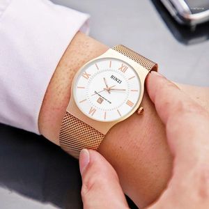 Polshorloges relogio masculino 2024 topmerk modeheren horloges luxe kwarts horloge voor mannen casual slanke mesh staal waterdichte sport
