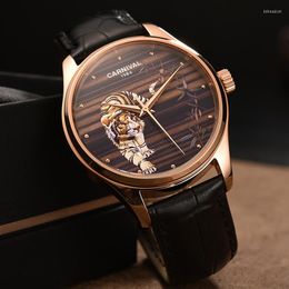 Montres-bracelets Relogio Masculino carnaval montre automatique hommes mode 3D tigre or Rose mécanique montre-bracelet horloge Reloj