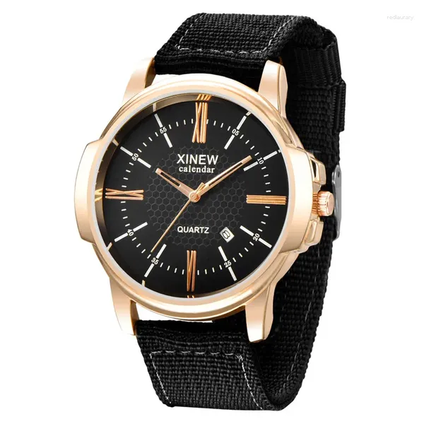 Muñecos de pulsera Relogio Masculino Genuine Xi Relojes para hombres Estudiantes Fashion Nylon Band Nylon Calendar Quartz Reloj Erkek Barato Saat