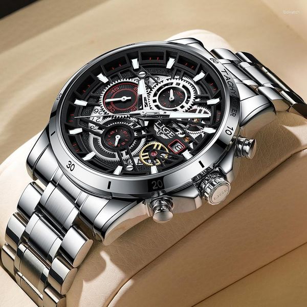 Montres-bracelets Relogio Masculino LIGE Hommes Montres Top Marque En Acier Inoxydable Creux Sport Étanche Quartz Montre Hommes Militaire Montre-Bracelet